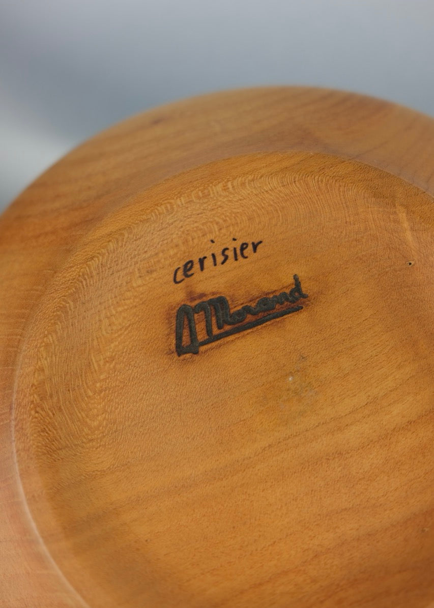 saladier vintage en bois de cerisier signé Marand
