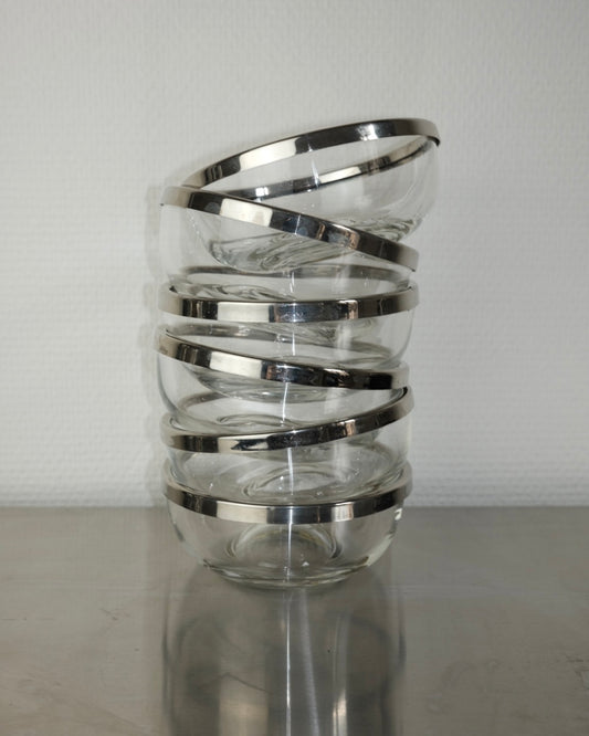 petit bol verre & cerclage métal argenté