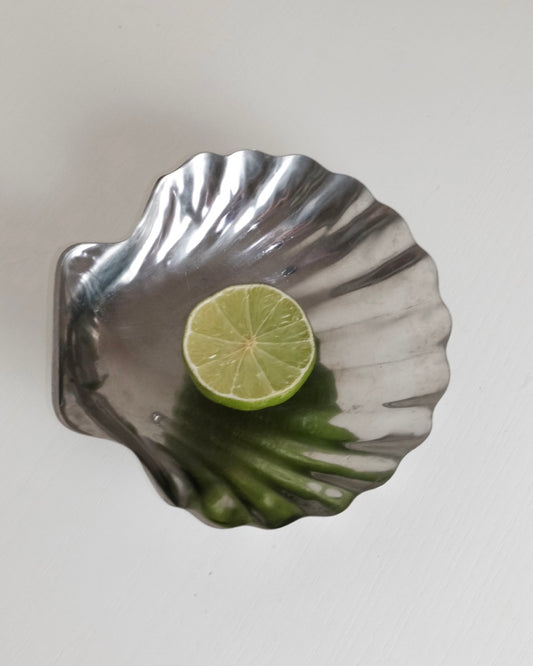 ravier en métal chromé coquillage