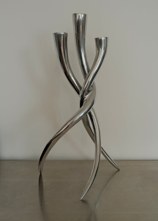 bougeoir enlacé en fonte d'aluminium