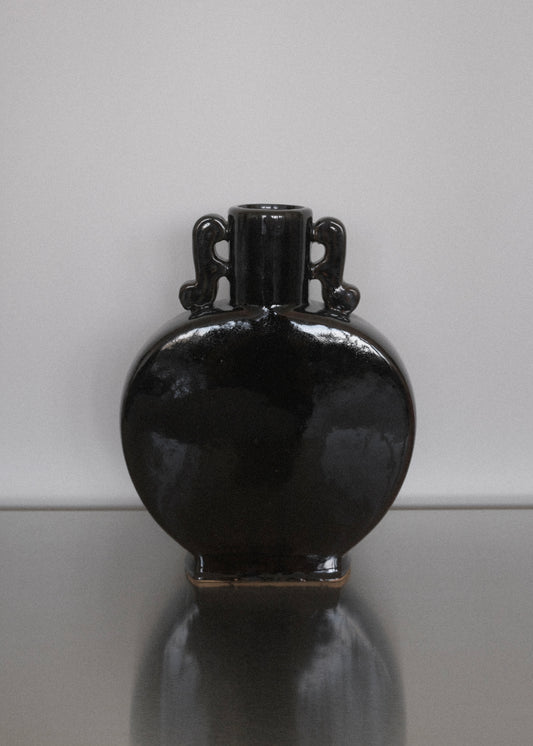 vase fait main émaillé brun foncé