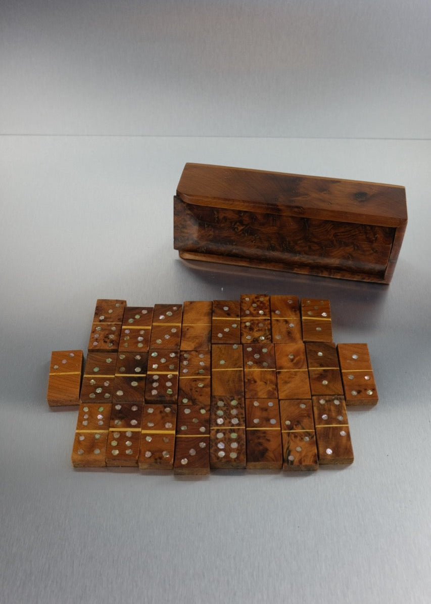 jeu de domino en bois de thuya & nacre
