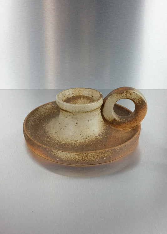 bougeoir vintage en grès brut 1970