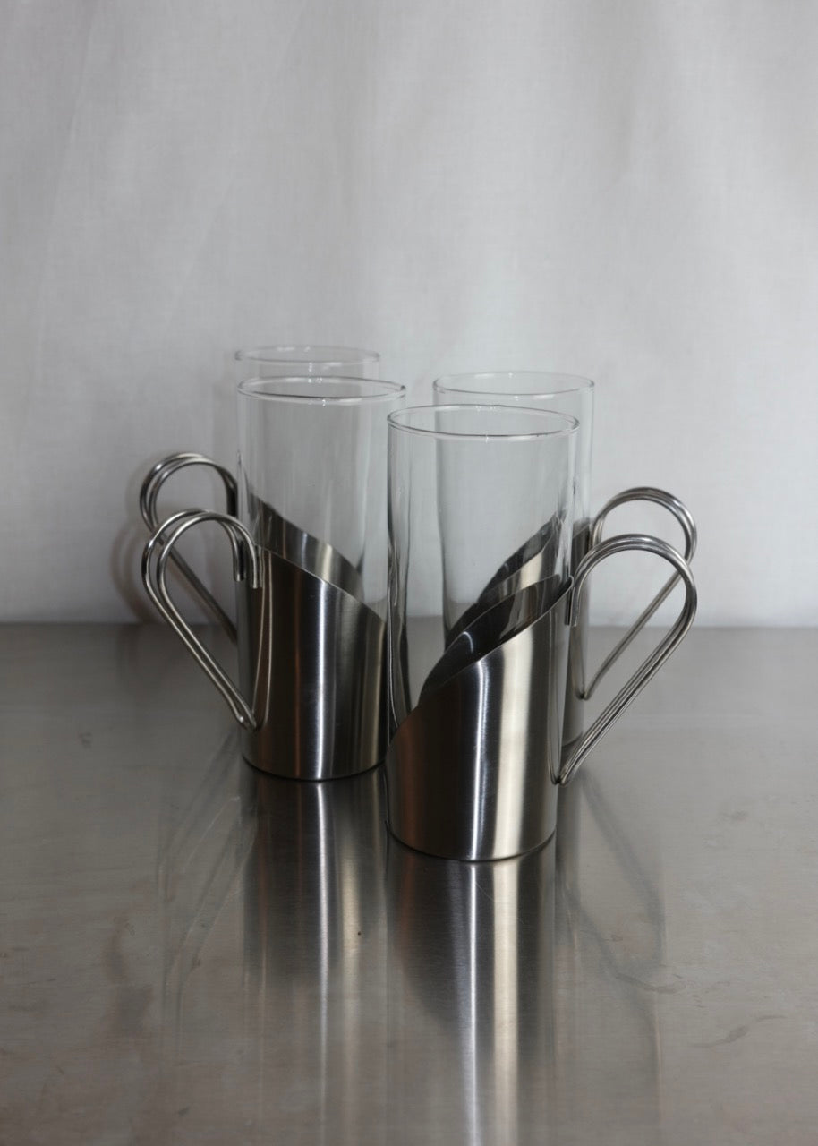 set de 4 tasses inox & verre