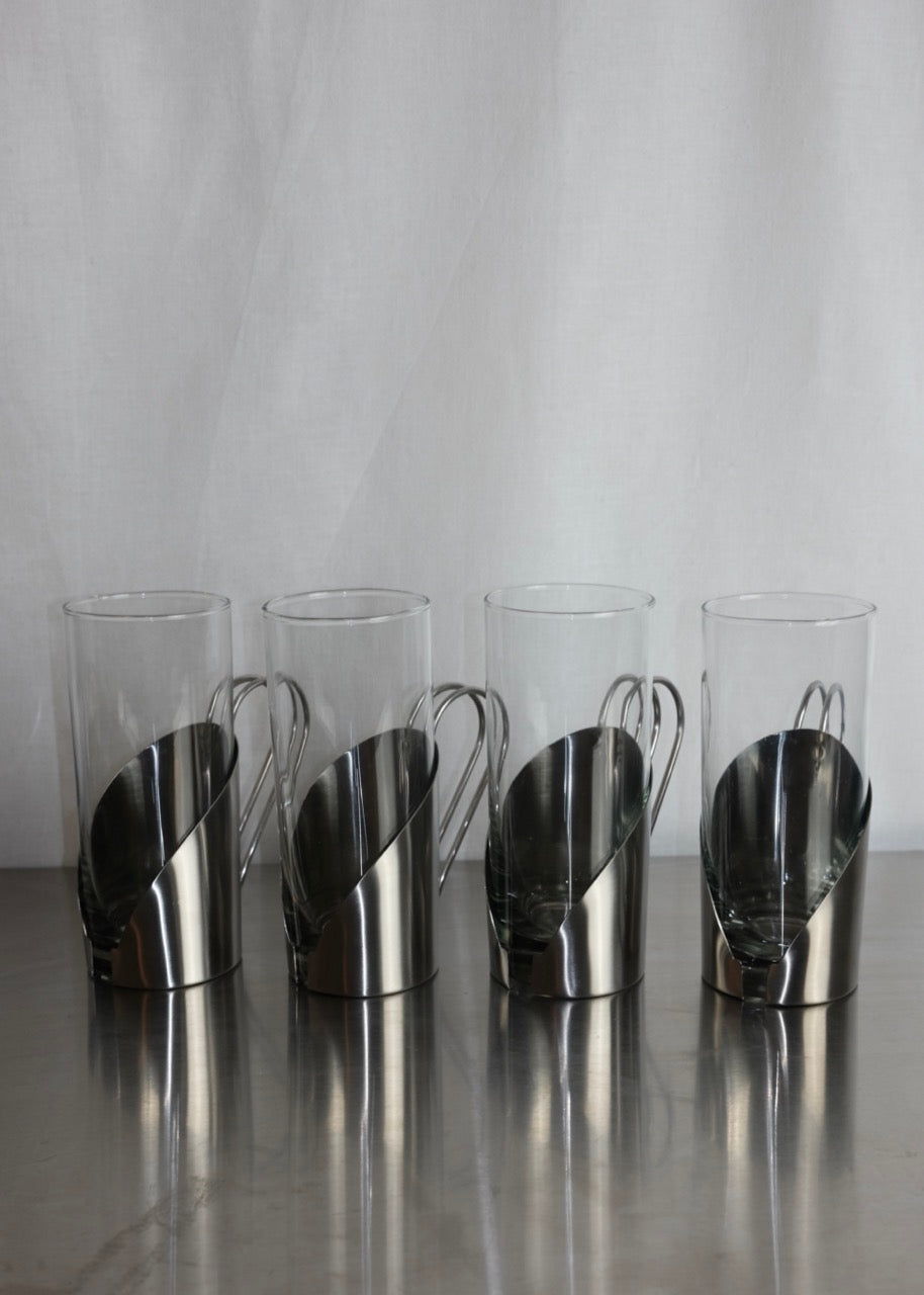 set de 4 tasses inox & verre
