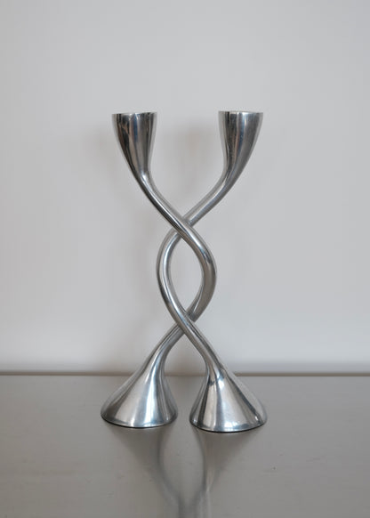paire de bougeoirs zig zag