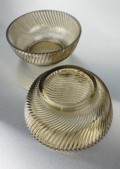 duo de coupelles en verre fumé années 70