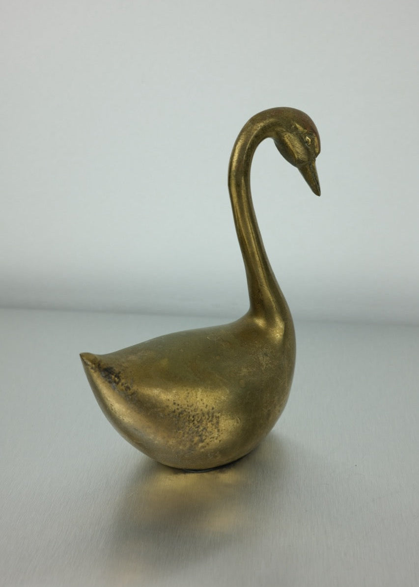 duo de cygnes en laiton vintage