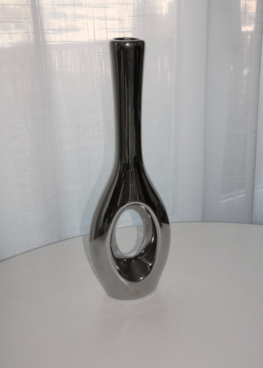 vase organique en céramique chromée