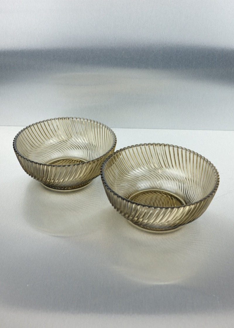 duo de coupelles en verre fumé années 70