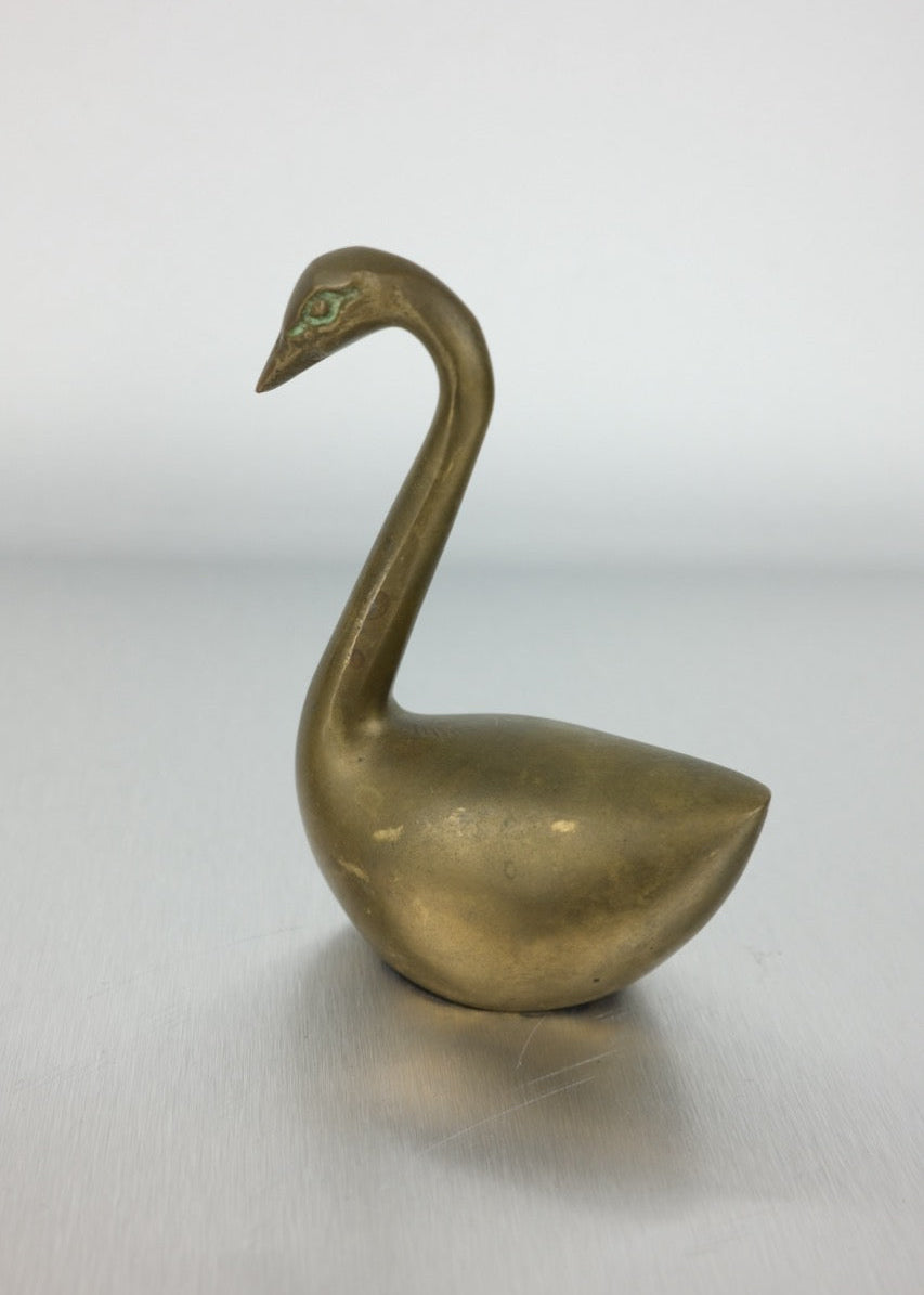duo de cygnes en laiton vintage