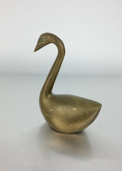 duo de cygnes en laiton vintage