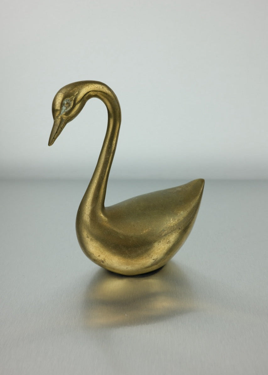 duo de cygnes en laiton vintage