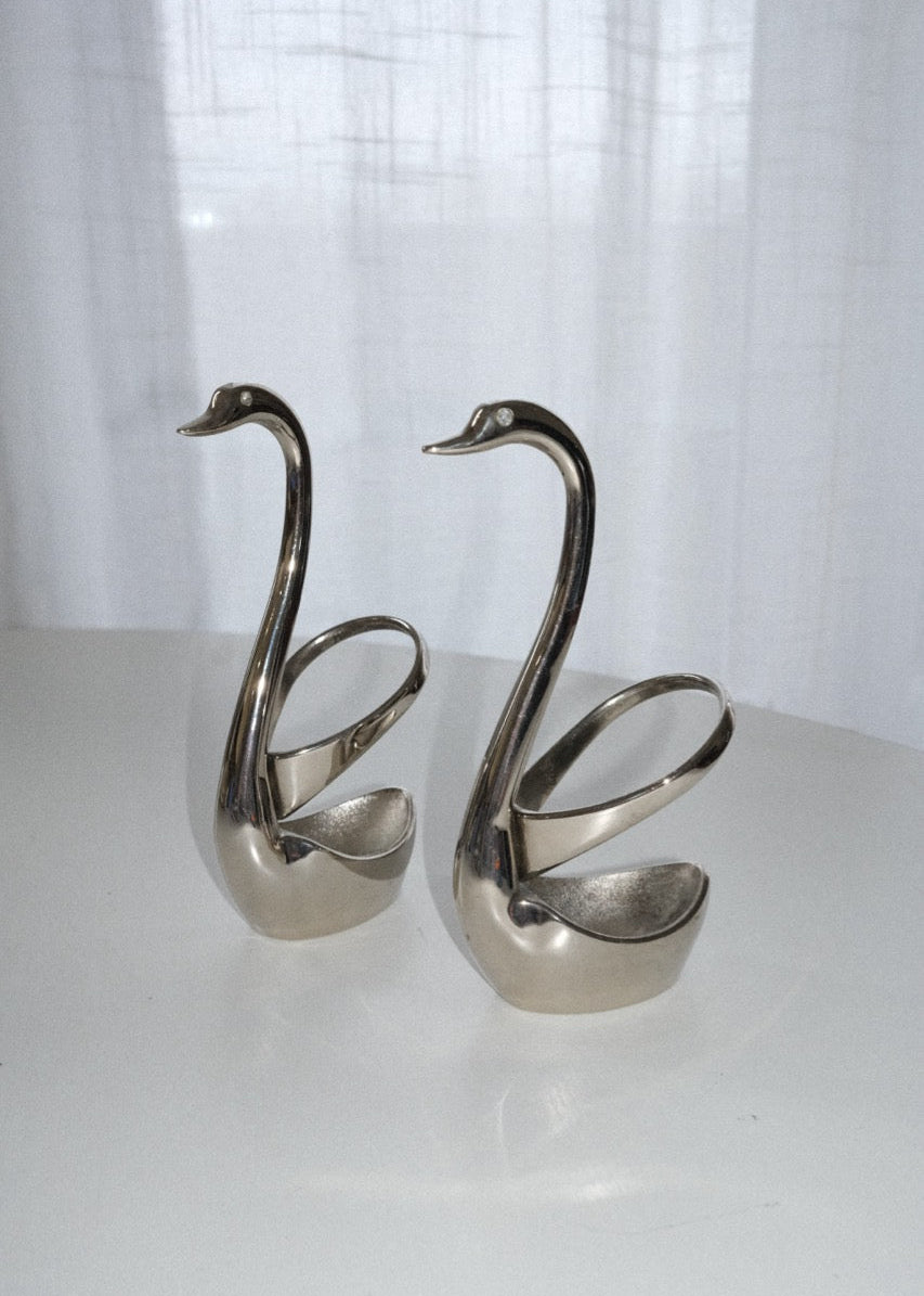cygne porte-cuillères en métal