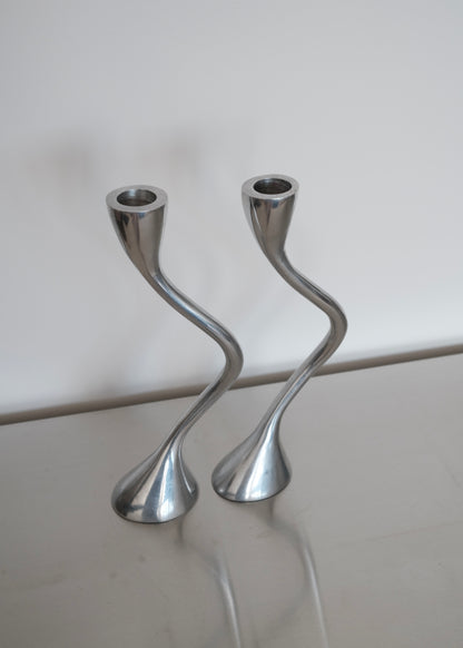paire de bougeoirs zig zag