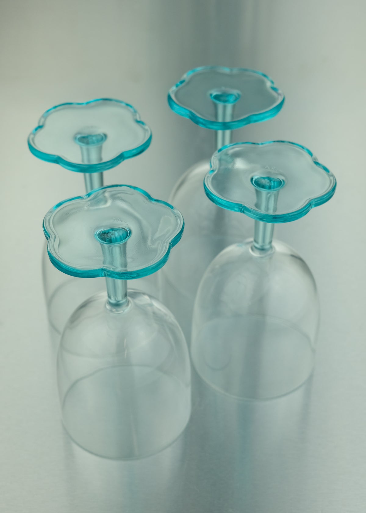 4 verres fleurs bleues