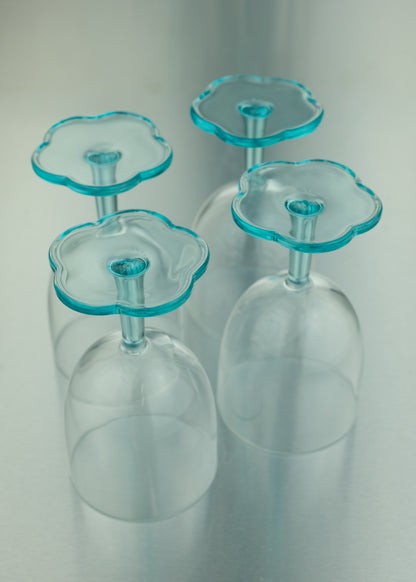 4 verres fleurs bleues