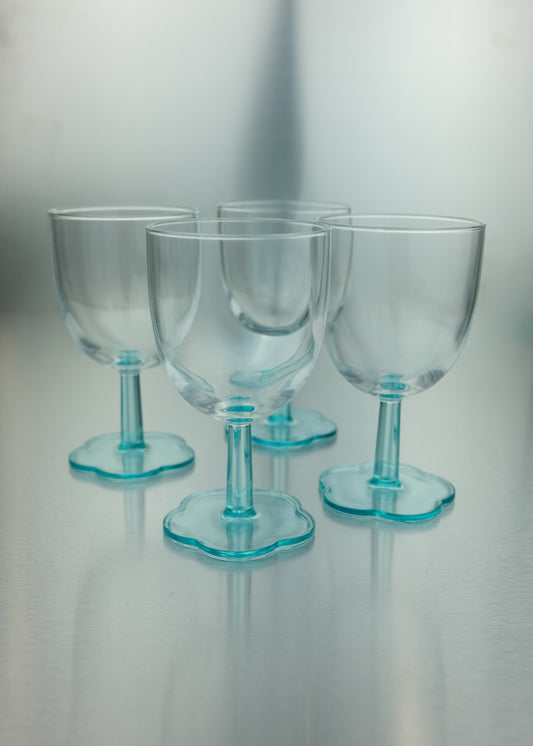 4 verres fleurs bleues