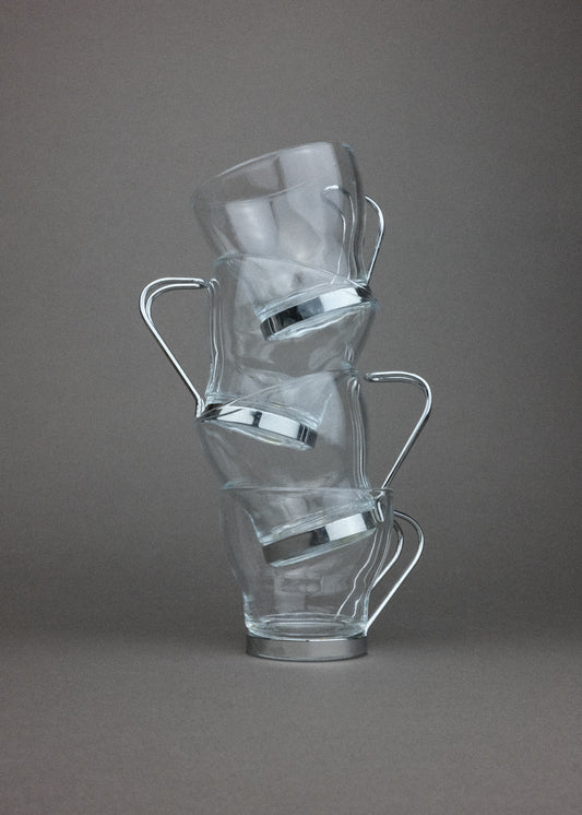 4 tasses espresso chromées