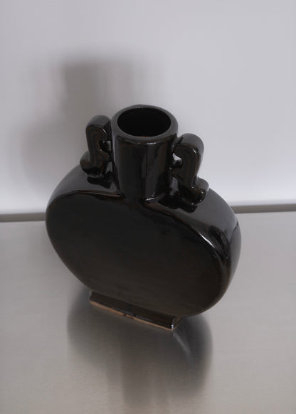 vase fait main émaillé brun foncé