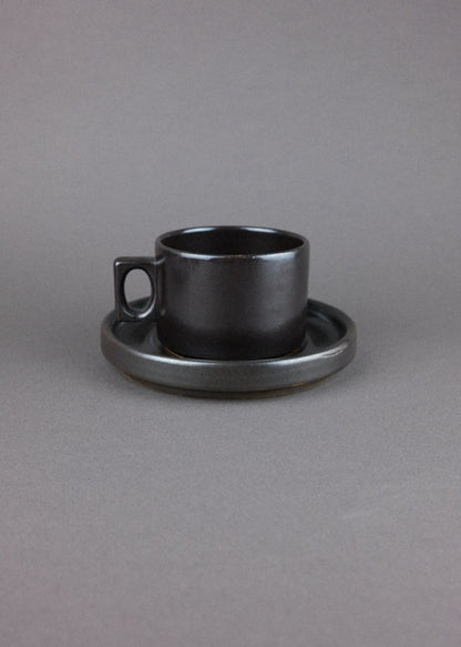 tasse & soucoupe en grès brun — Brenne, France