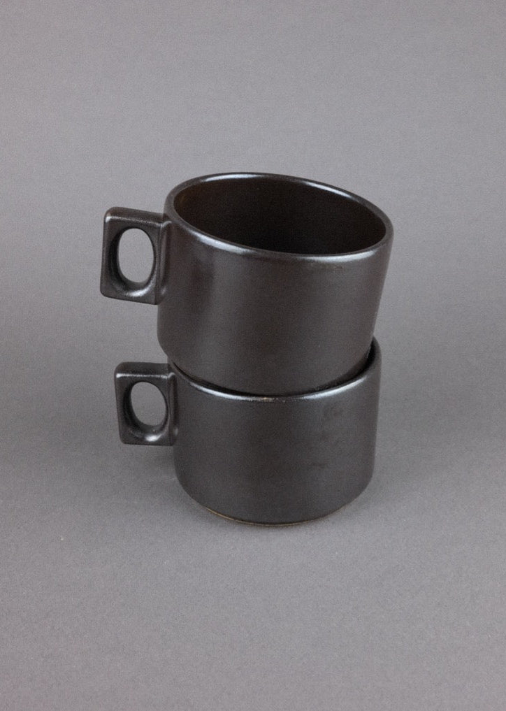 tasse & soucoupe en grès brun — Brenne, France