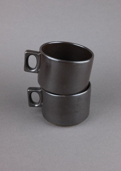 tasse & soucoupe en grès brun — Brenne, France