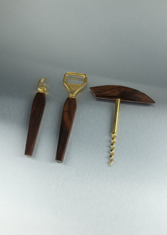 ensemble de bar en acajou et laiton