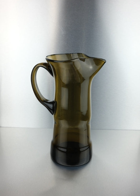 carafe en verre fumé années 70