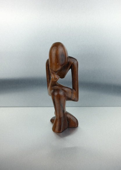 sculpture vintage en bois "le penseur"