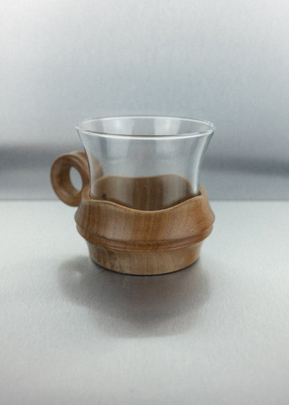 duo de tasses en verre & bois
