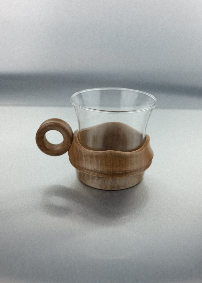 duo de tasses en verre & bois