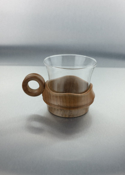 duo de tasses en verre & bois