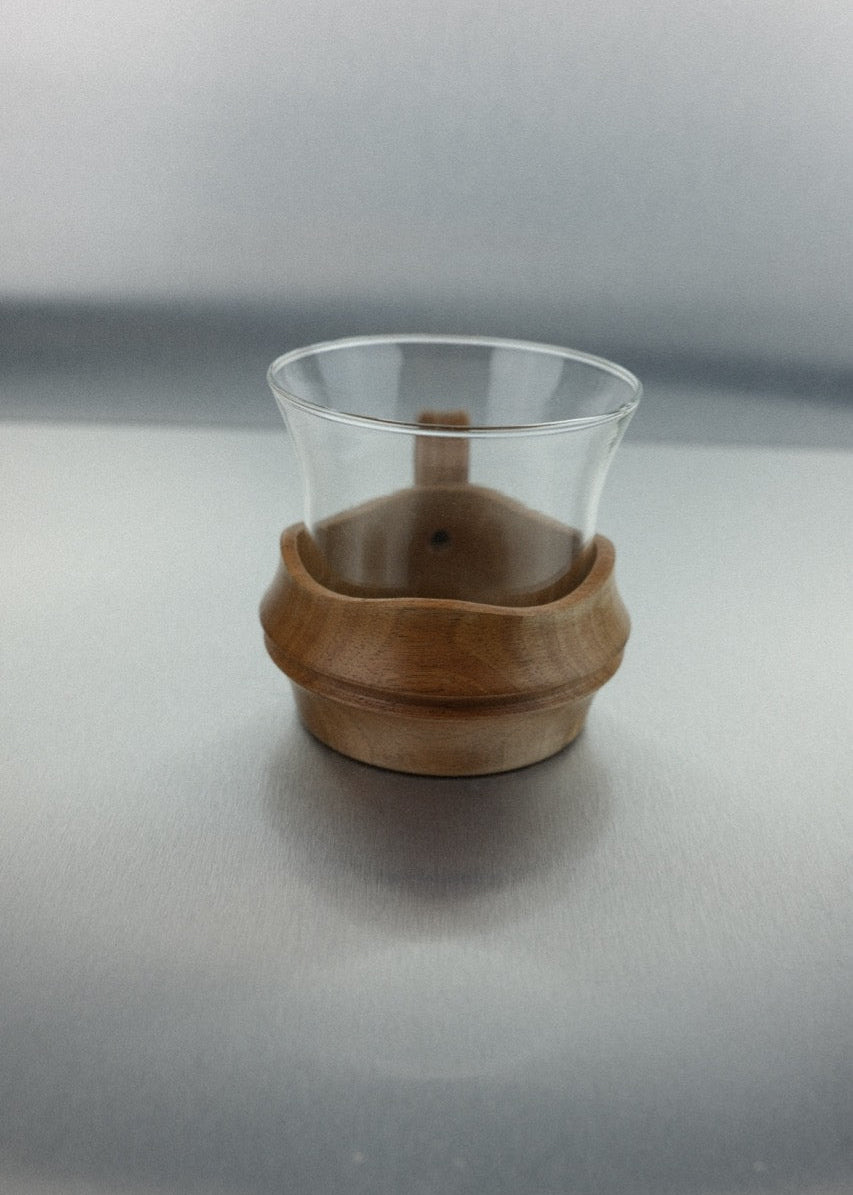 duo de tasses en verre & bois