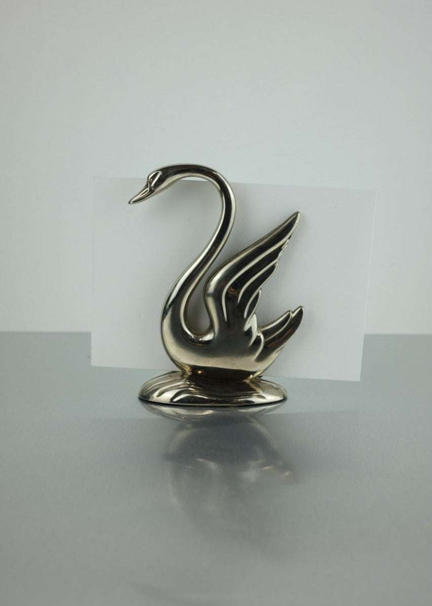 porte-courrier cygne en métal argenté
