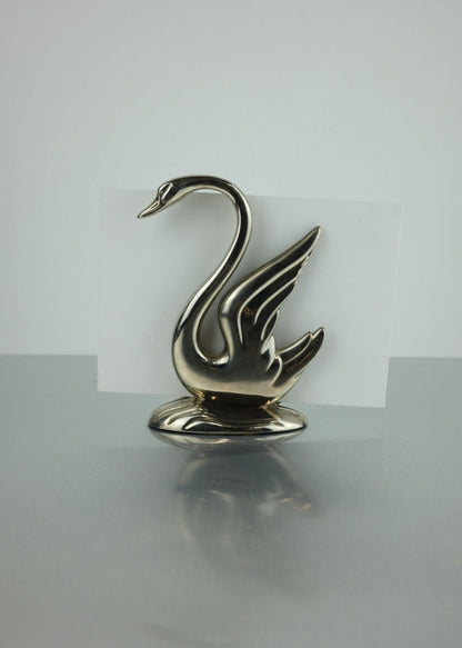 porte-courrier cygne en métal argenté