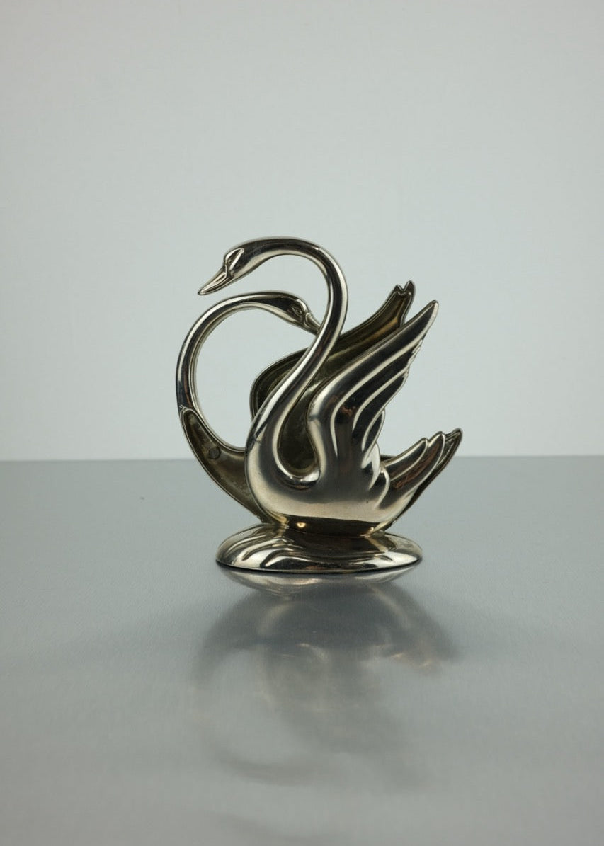 porte-courrier cygne en métal argenté