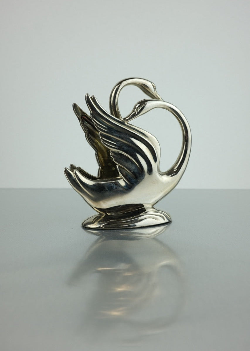 porte-courrier cygne en métal argenté