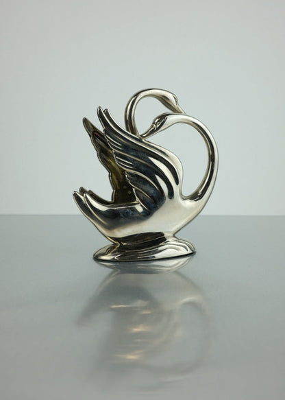 porte-courrier cygne en métal argenté