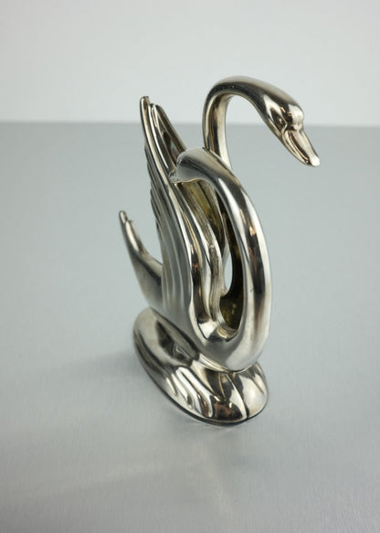 porte-courrier cygne en métal argenté