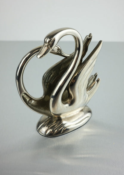 porte-courrier cygne en métal argenté