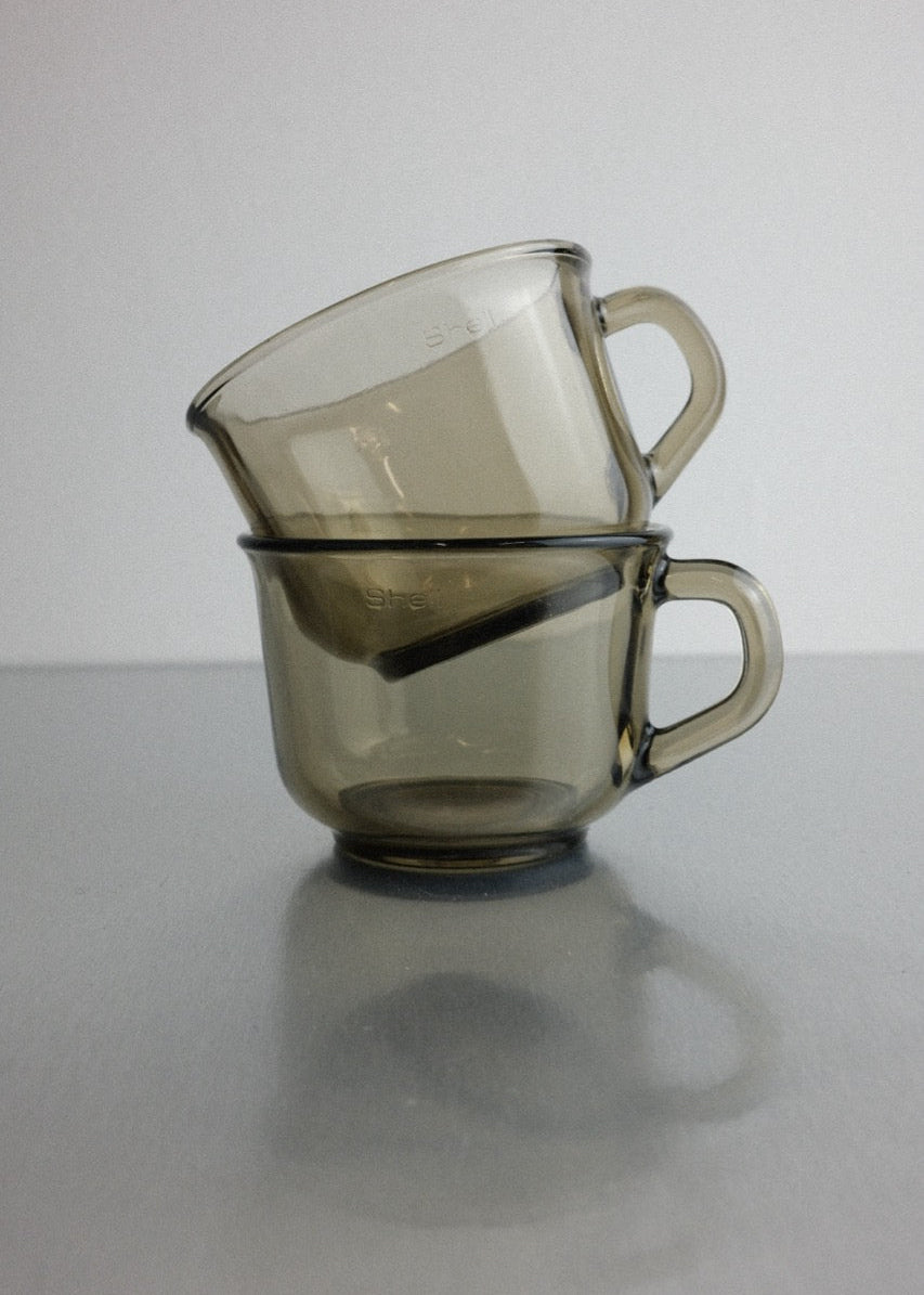 ensemble de 4 tasses en verre fumé 70's