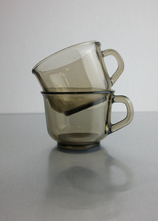 ensemble de 4 tasses en verre fumé 70's