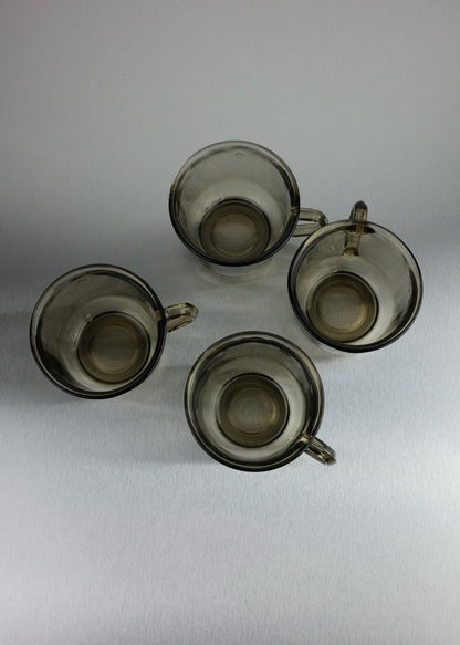 ensemble de 4 tasses en verre fumé 70's