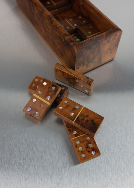 jeu de domino en bois de thuya & nacre