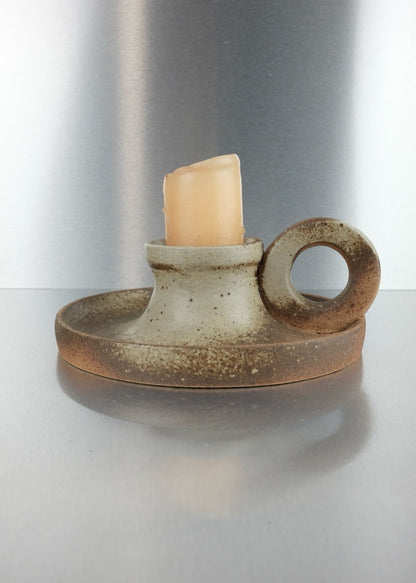 bougeoir vintage en grès brut 1970