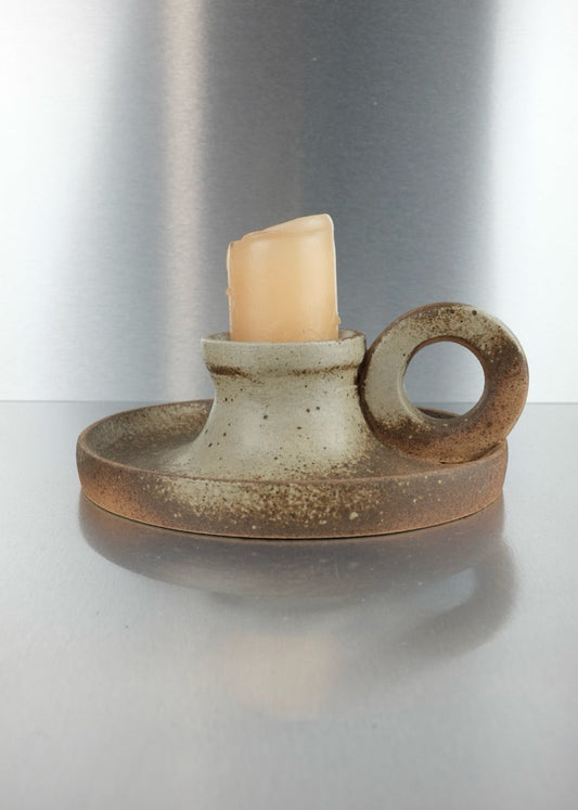 bougeoir vintage en grès brut 1970