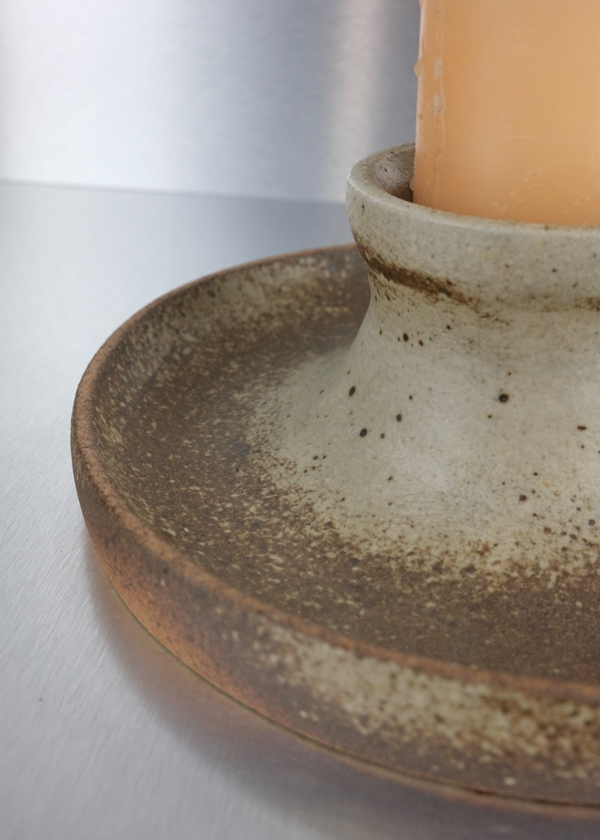 bougeoir vintage en grès brut 1970