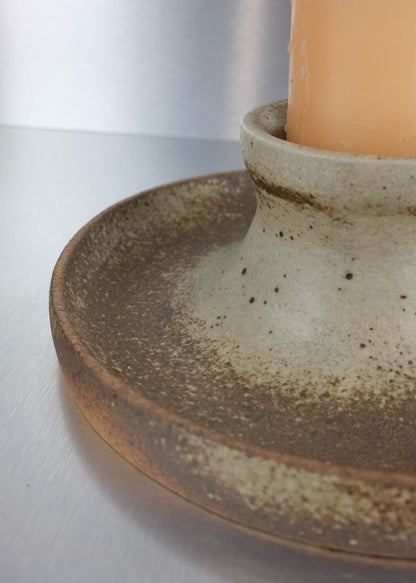 bougeoir vintage en grès brut 1970