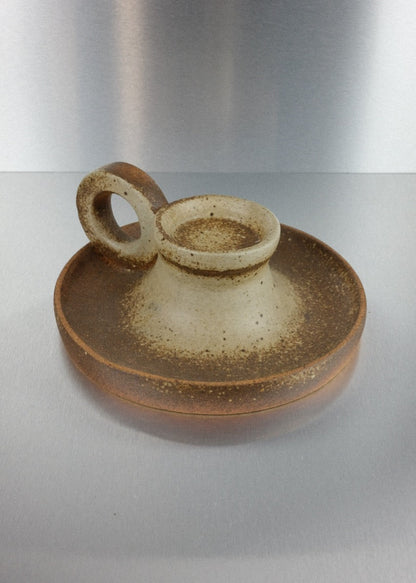 bougeoir vintage en grès brut 1970